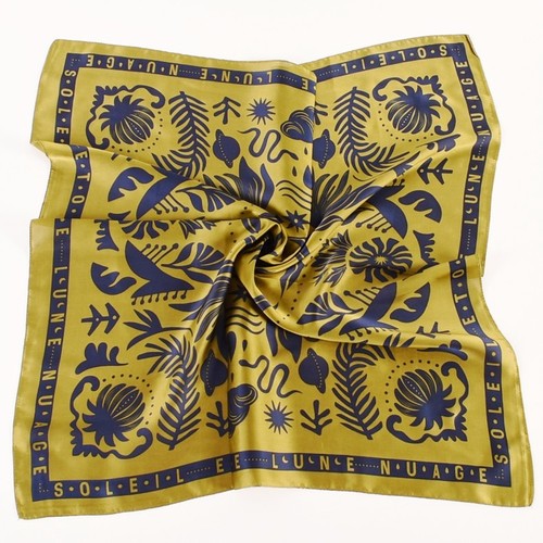 Light luxury Plain style 70*70 CM long scarf for women  direct flower pattern digital printing scarf for women