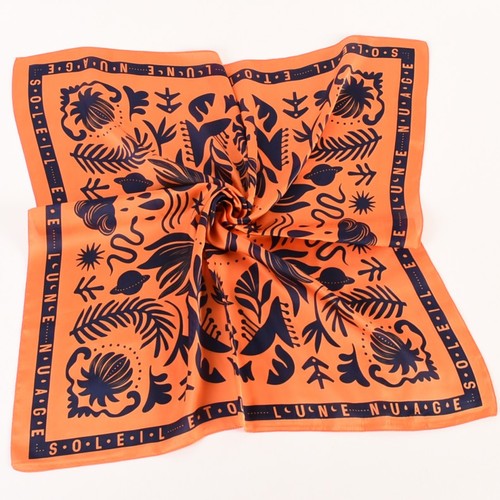 Light luxury Plain style 70*70 CM long scarf for women  direct flower pattern digital printing scarf for women