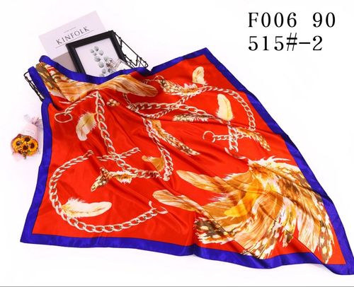 New Listing Fashion Satin Silk Women Woman Scarf Neck Square with Feather And Chain