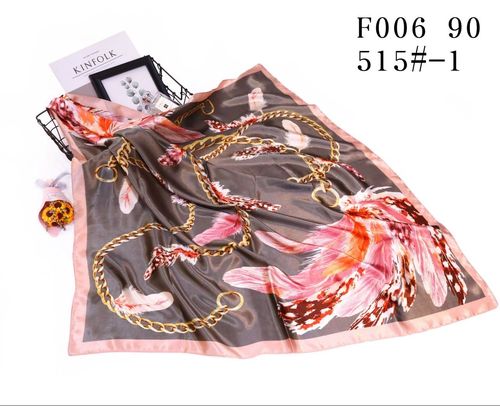 New Listing Fashion Satin Silk Women Woman Scarf Neck Square with Feather And Chain