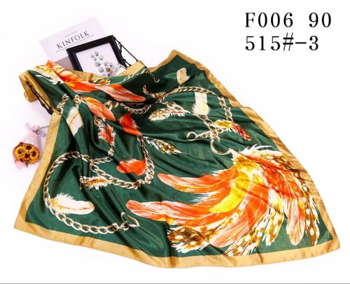 New Listing Fashion Satin Silk Women Woman Scarf Neck Square with Feather And Chain