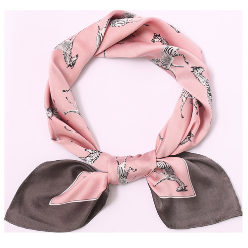 70*70cm Silk Satin Hair Scarf Animal Print Leopard Neck Scarf Summer Neckerchief for Women