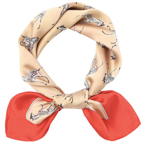 70*70cm Silk Satin Hair Scarf Animal Print Leopard Neck Scarf Summer Neckerchief for Women