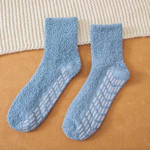 Womens Fuzzy Socks Cozy Soft Fleece Fluffy Warm Slipper Socks Winter Plush Crew  Tube Terry Fuzzy Cozy Socks for Women