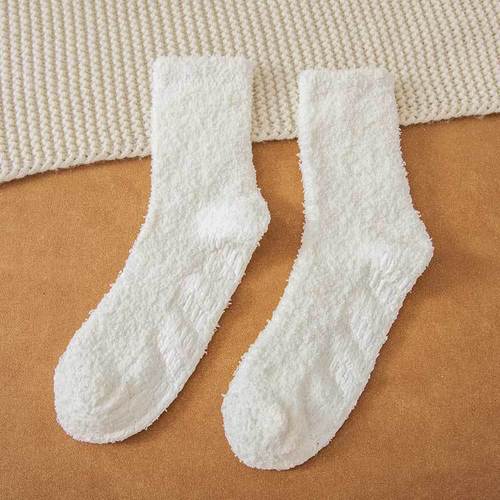 Womens Fuzzy Socks Cozy Soft Fleece Fluffy Warm Slipper Socks Winter Plush Crew  Tube Terry Fuzzy Cozy Socks for Women