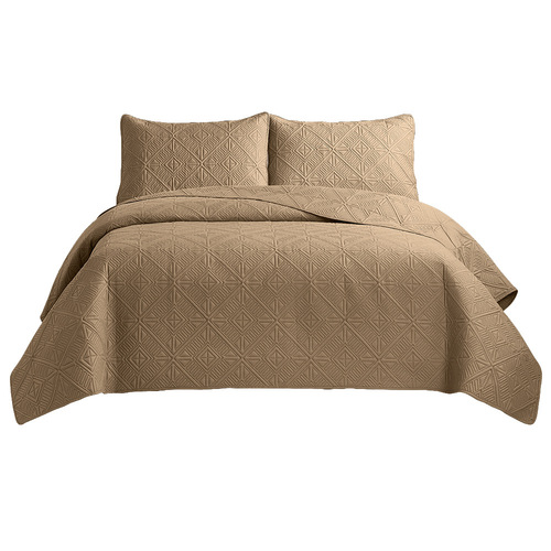 Ultrasonic Quilted Feather Bedspread Set - 3-Piece Patchwork Bedding,  Quality