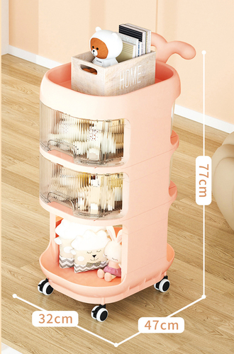 Baby Product Storage Rack Plastic Trolley With Removable Mobile Drawers