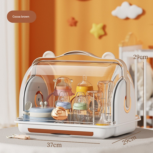 Drain Storage Box with Lid, Dustproof Storage Rack for Feeding Bin and Milk Baby Bottle