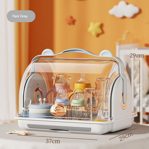 Drain Storage Box with Lid, Dustproof Storage Rack for Feeding Bin and Milk Baby Bottle