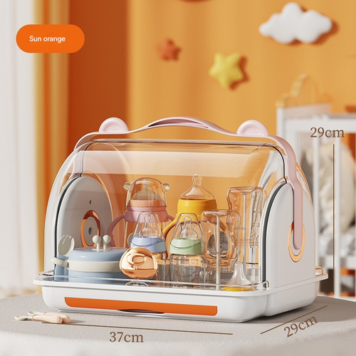 Drain Storage Box with Lid, Dustproof Storage Rack for Feeding Bin and Milk Baby Bottle