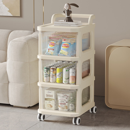 Plastic Rolling Storage Cart with Drawers Household Organizer Cabinet