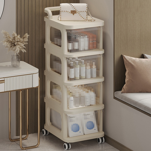 Plastic Rolling Storage Cart with Drawers Household Organizer Cabinet