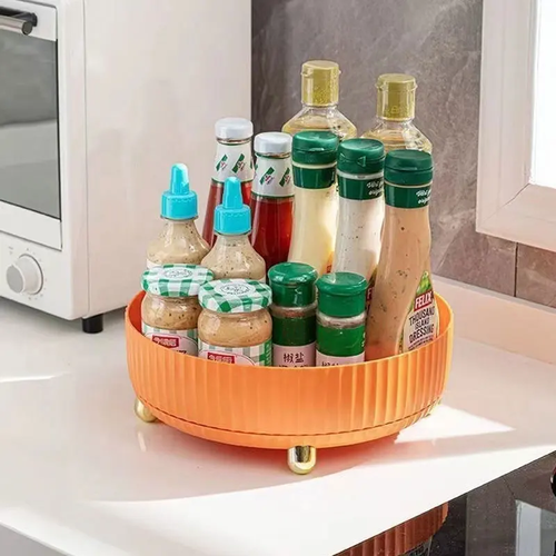Multi-functional 360-Degree Rotating Storage Box Rack Shelf Turntable Organizer for Cosmetics, Seasoning Bottles
