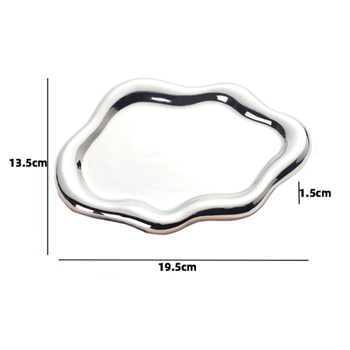 2024 White and Black Ceramic Cloud Plate - Desserts, Cake, Salad, Fruit, Key Chain, Jewelry Storage Display