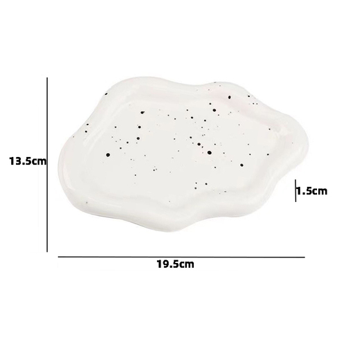 2024 White and Black Ceramic Cloud Plate - Desserts, Cake, Salad, Fruit, Key Chain, Jewelry Storage Display