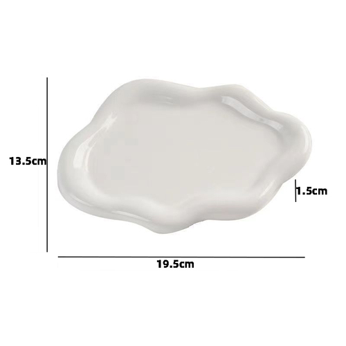 2024 White and Black Ceramic Cloud Plate - Desserts, Cake, Salad, Fruit, Key Chain, Jewelry Storage Display
