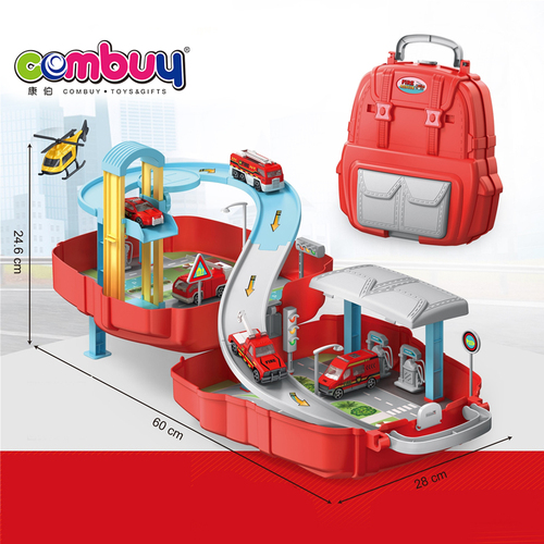 DIY Rail Track Slot Car Schoolbag Storage Parking Lot Toy