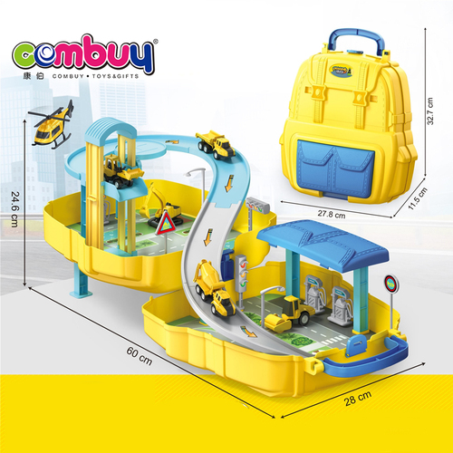 DIY Rail Track Slot Car Schoolbag Storage Parking Lot Toy