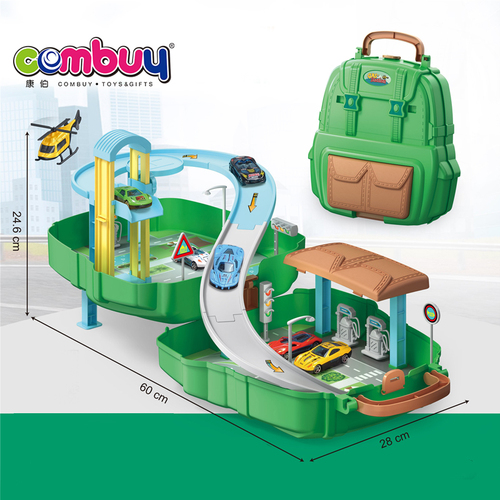 DIY Rail Track Slot Car Schoolbag Storage Parking Lot Toy