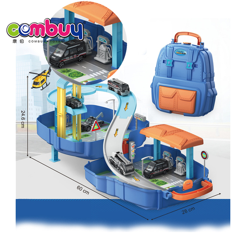 DIY Rail Track Slot Car Schoolbag Storage Parking Lot Toy