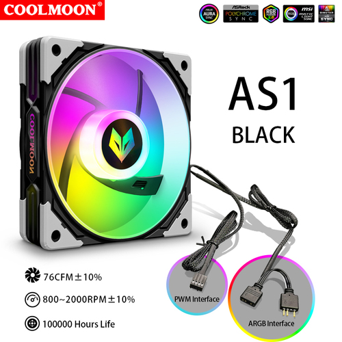 COOLMOON High Speed Computer 120mm Case Fan AS1 FDB Bearing Gaming PC Cooling Fan