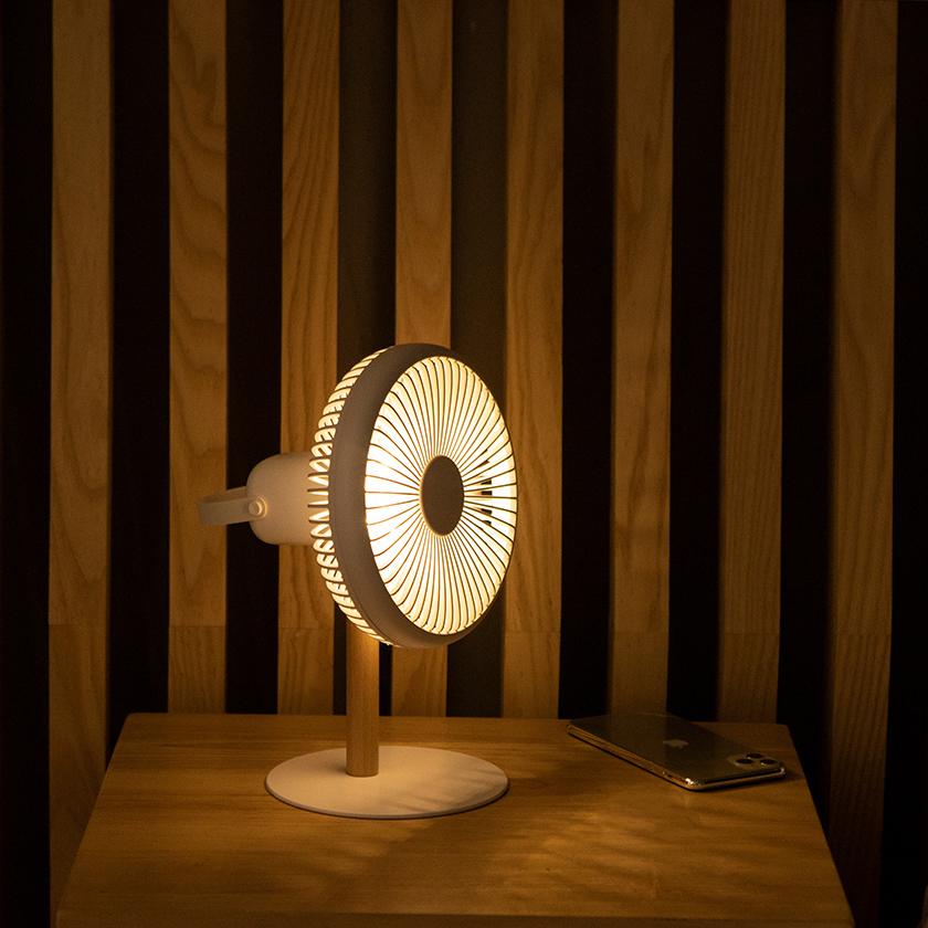  2000mAh Portable Fan USB Rechargeable Desktop Mini Electric Ceiling Fan Angle Adjustable Air Cooler Wooden De