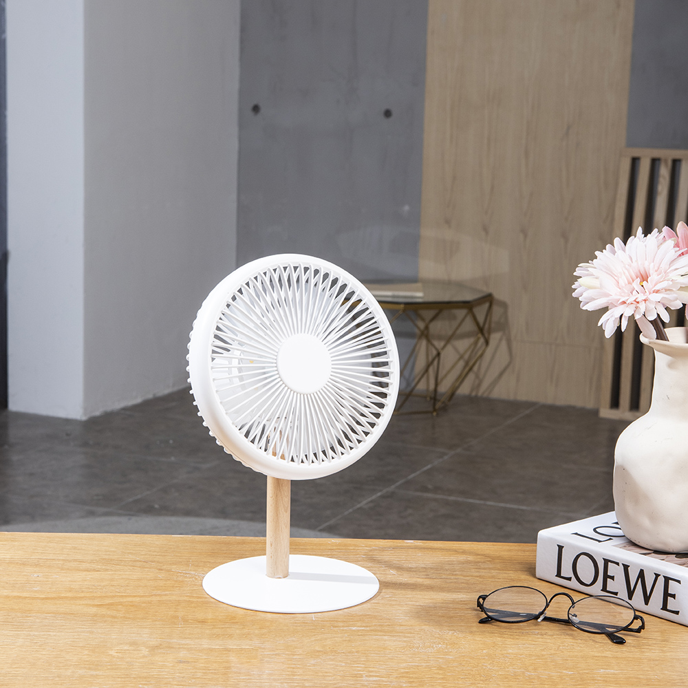  2000mAh Portable Fan USB Rechargeable Desktop Mini Electric Ceiling Fan Angle Adjustable Air Cooler Wooden De