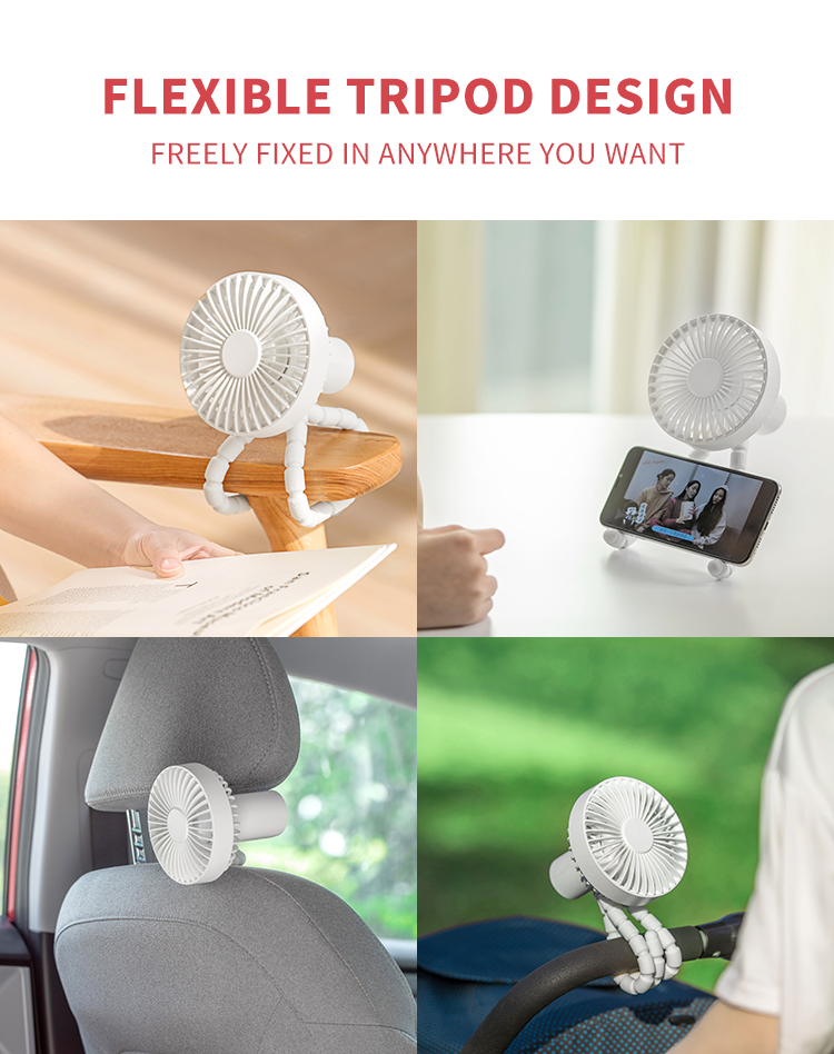 portable travel 3 speed 360 degree oscillating 4" usb desk stroller clamp stand mini handheld small fan