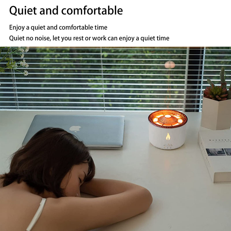 CE ROHS desktop electric ultrasonic aromatherapy essential oil air humidifier 360ml two mode flame diffuser volcano
