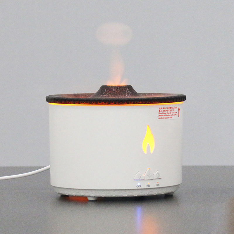 CE ROHS desktop electric ultrasonic aromatherapy essential oil air humidifier 360ml two mode flame diffuser volcano