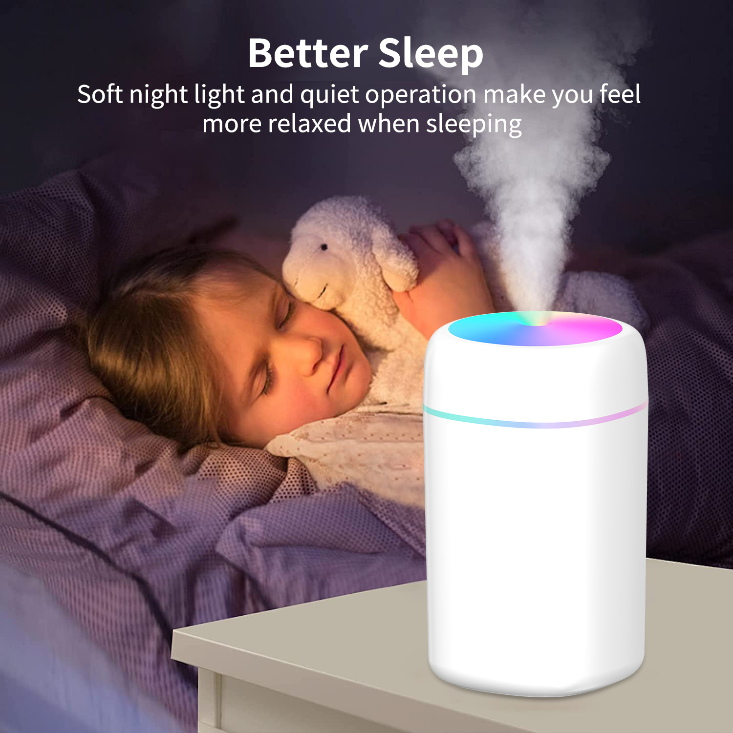 Mini Smart USB LED Humidifier Portable Car Air Purifier & Cool Mist Diffuser for Rooms
