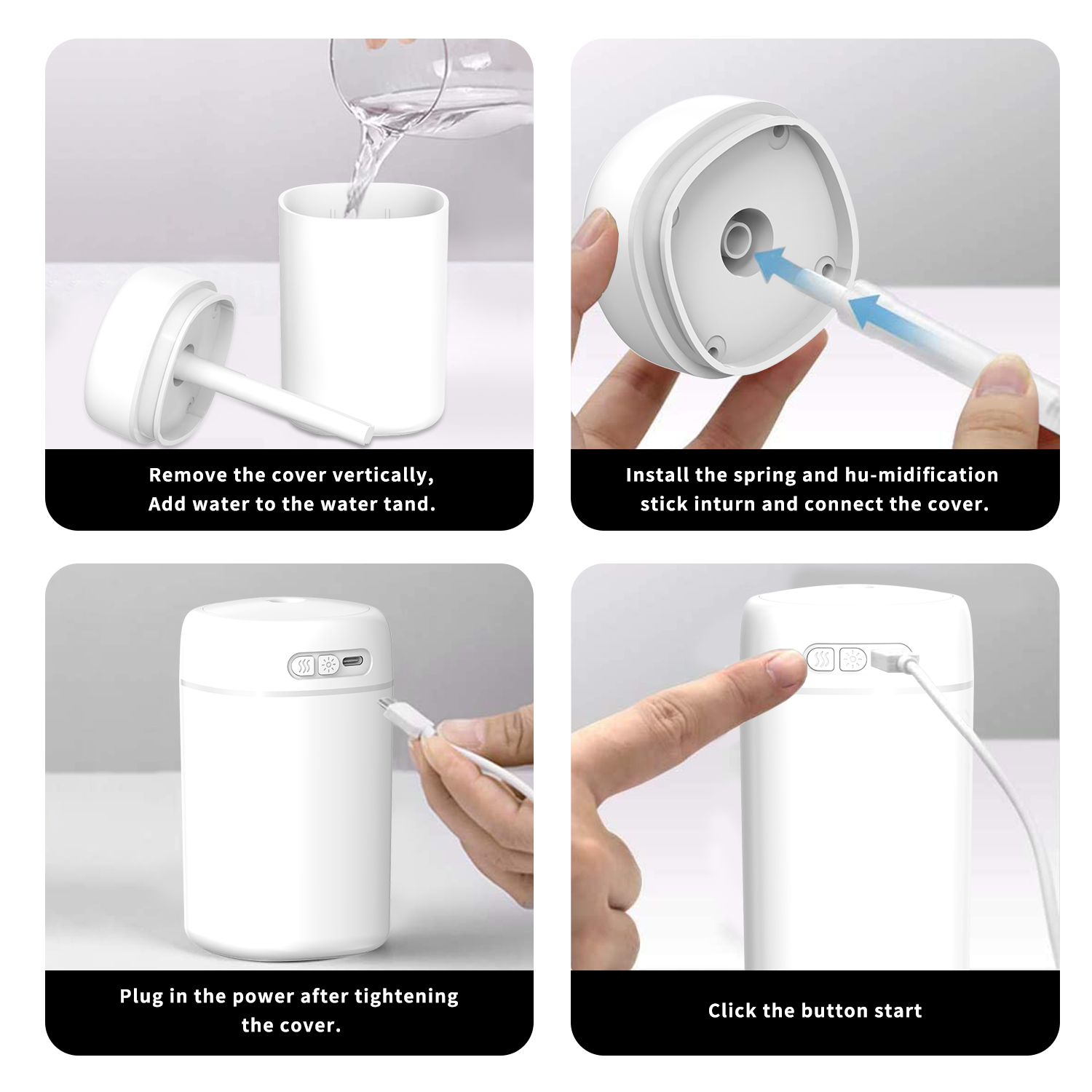 Mini Smart USB LED Humidifier Portable Car Air Purifier & Cool Mist Diffuser for Rooms