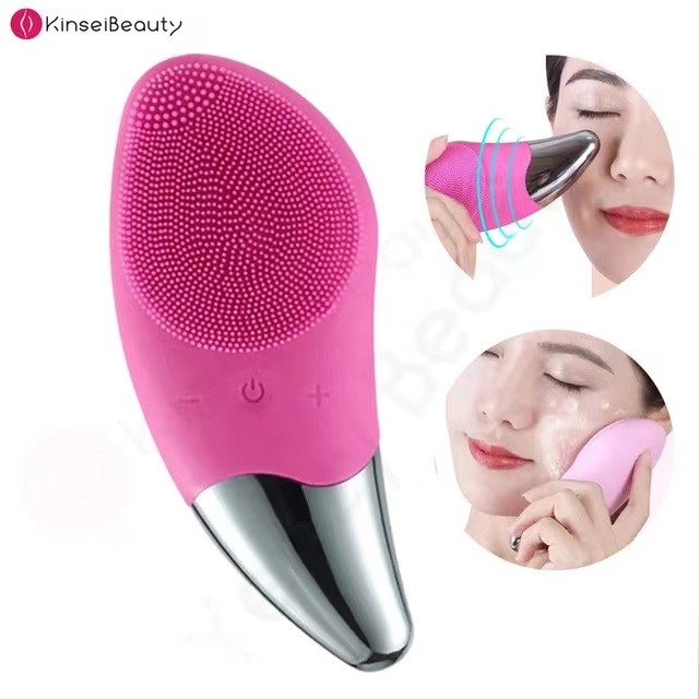 Portable Silicone Sonic Facial Cleansing Brush, No Dead Zones, Mini Electric Face Cleaner for All Skin Types
