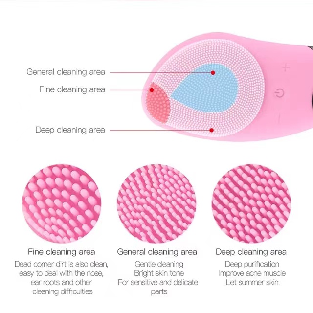 Portable Silicone Sonic Facial Cleansing Brush, No Dead Zones, Mini Electric Face Cleaner for All Skin Types