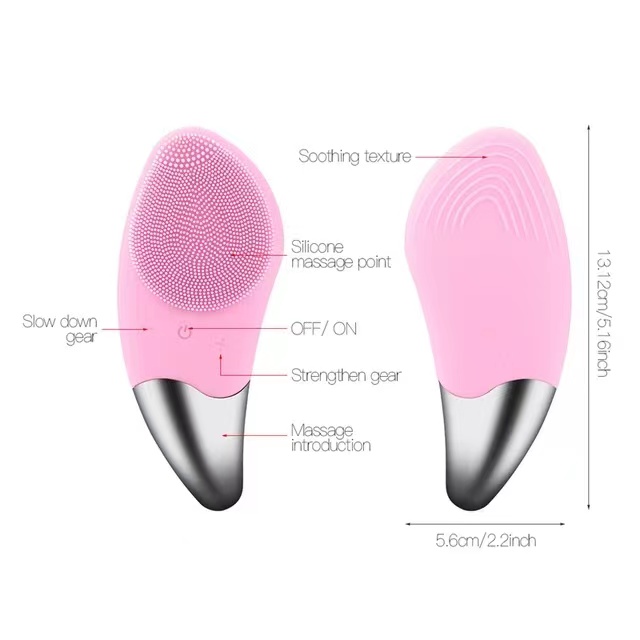 Portable Silicone Sonic Facial Cleansing Brush, No Dead Zones, Mini Electric Face Cleaner for All Skin Types