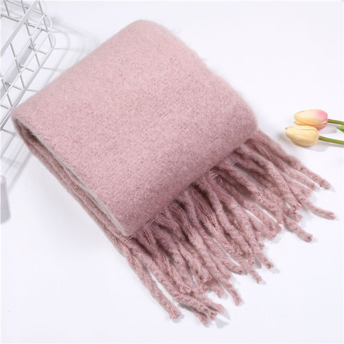 Fashion Winter Solid Color Women's Scarf Pashmina Bulk Scarves Soft Warm Thickened Scarves With Tassel