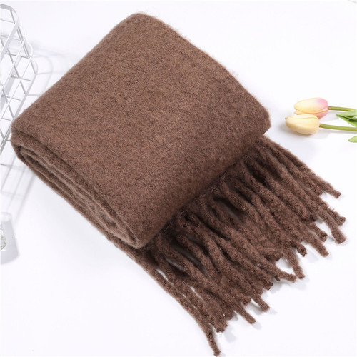 Fashion Winter Solid Color Women's Scarf Pashmina Bulk Scarves Soft Warm Thickened Scarves With Tassel
