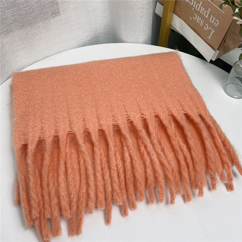 Fashion Winter Solid Color Women's Scarf Pashmina Bulk Scarves Soft Warm Thickened Scarves With Tassel