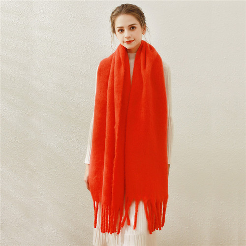 Fashion Winter Solid Color Women's Scarf Pashmina Bulk Scarves Soft Warm Thickened Scarves With Tassel