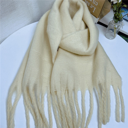 Fashion Winter Solid Color Women's Scarf Pashmina Bulk Scarves Soft Warm Thickened Scarves With Tassel