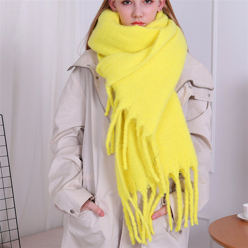 Fashion Winter Solid Color Women's Scarf Pashmina Bulk Scarves Soft Warm Thickened Scarves With Tassel