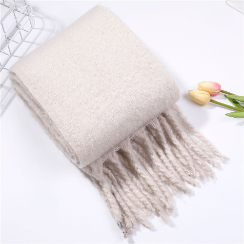 Fashion Winter Solid Color Women's Scarf Pashmina Bulk Scarves Soft Warm Thickened Scarves With Tassel