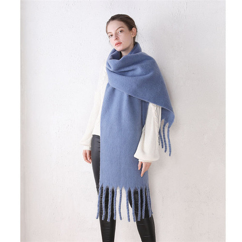 Fashion Winter Solid Color Women's Scarf Pashmina Bulk Scarves Soft Warm Thickened Scarves With Tassel
