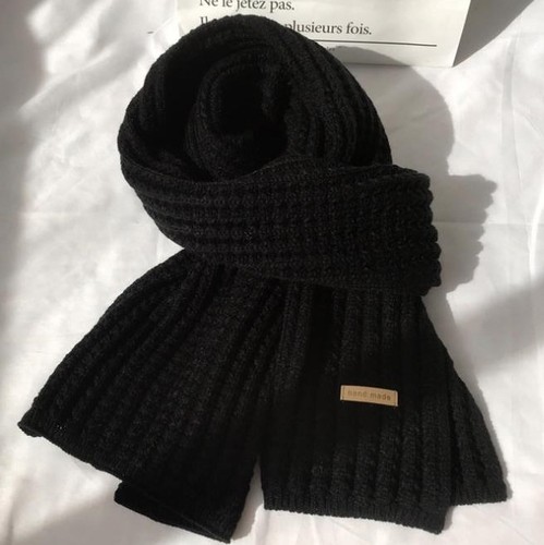 Winter Solid Color Handmade Warm Soft Chunky Shawl Warm Knit Cotton Women's Scarf