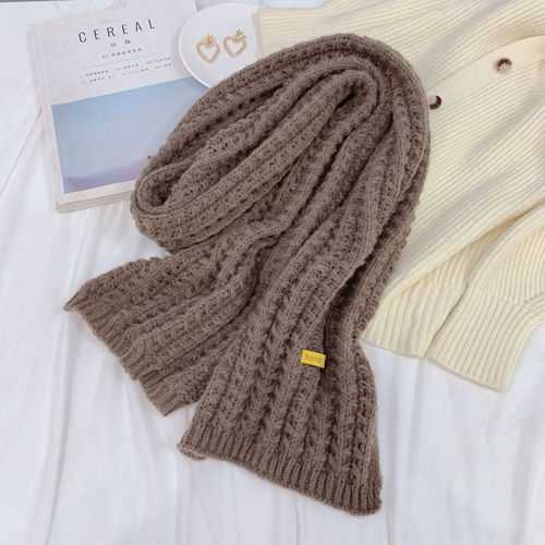 Winter Solid Color Handmade Warm Soft Chunky Shawl Warm Knit Cotton Women's Scarf