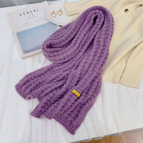 Winter Solid Color Handmade Warm Soft Chunky Shawl Warm Knit Cotton Women's Scarf