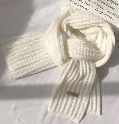 Winter Solid Color Handmade Warm Soft Chunky Shawl Warm Knit Cotton Women's Scarf