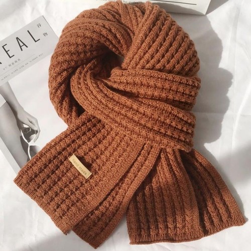 Winter Solid Color Handmade Warm Soft Chunky Shawl Warm Knit Cotton Women's Scarf