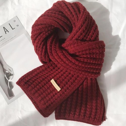 Winter Solid Color Handmade Warm Soft Chunky Shawl Warm Knit Cotton Women's Scarf
