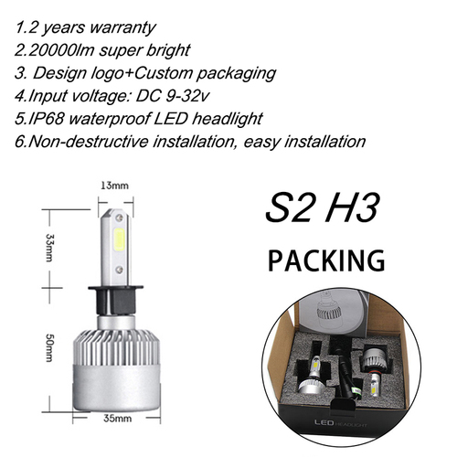 s2 led headlight automotive car bulb h7 led car light